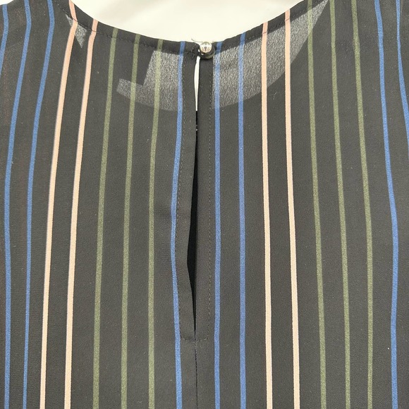 Who What Wear size XS sleeveless blouse black with multi color stripes down - Picture 3 of 5